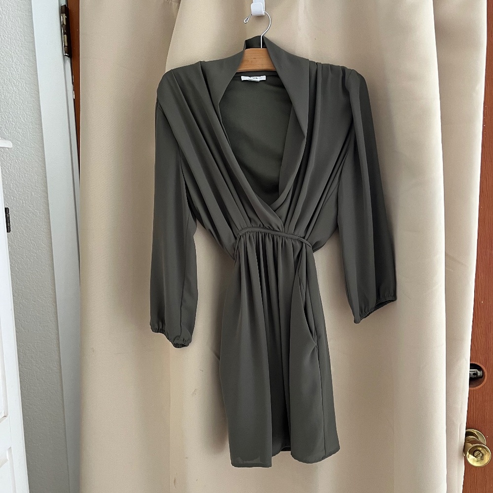 Bar III X Pockets olive faux wrap dress